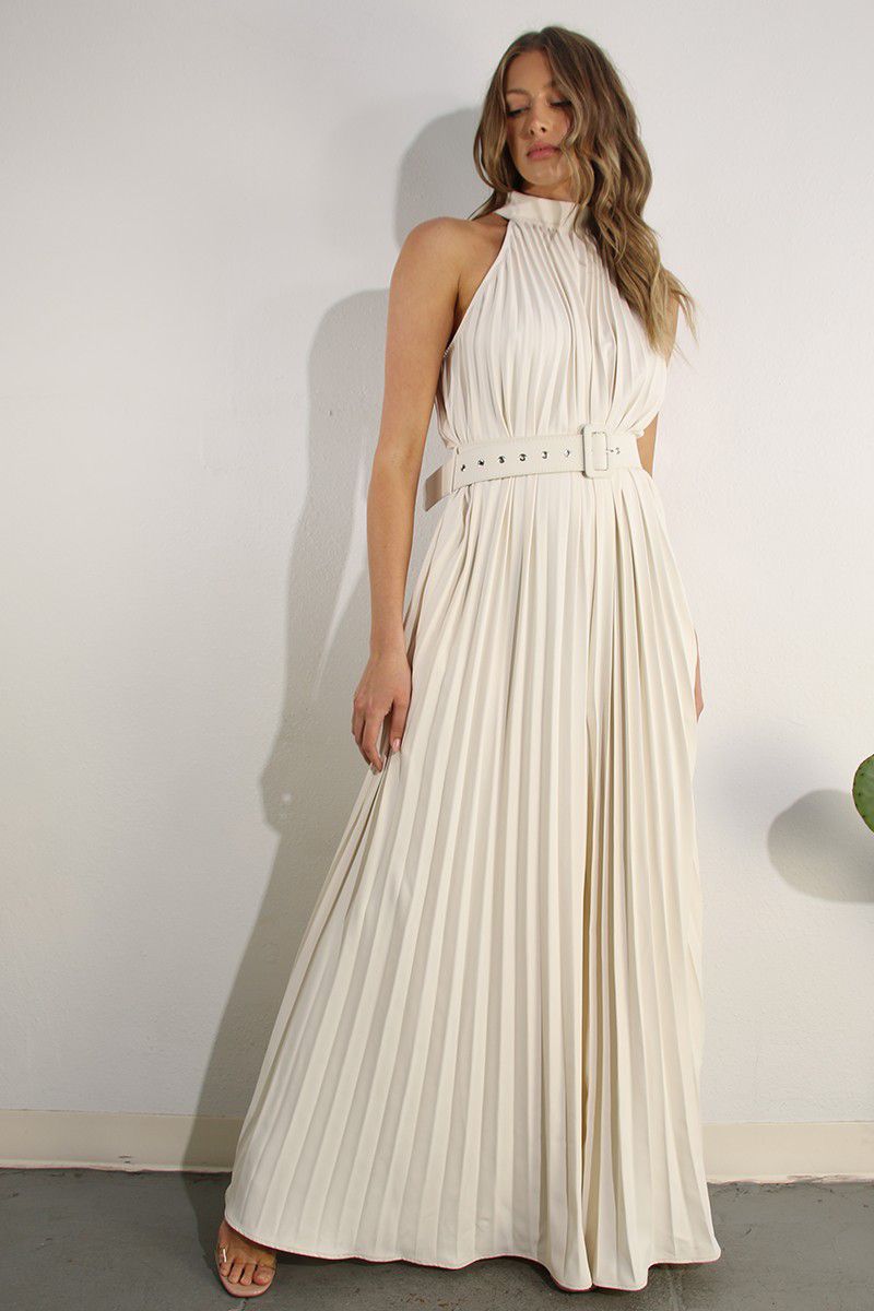 Sophia  Pleated Sleeveless  Belted Jumpsuit