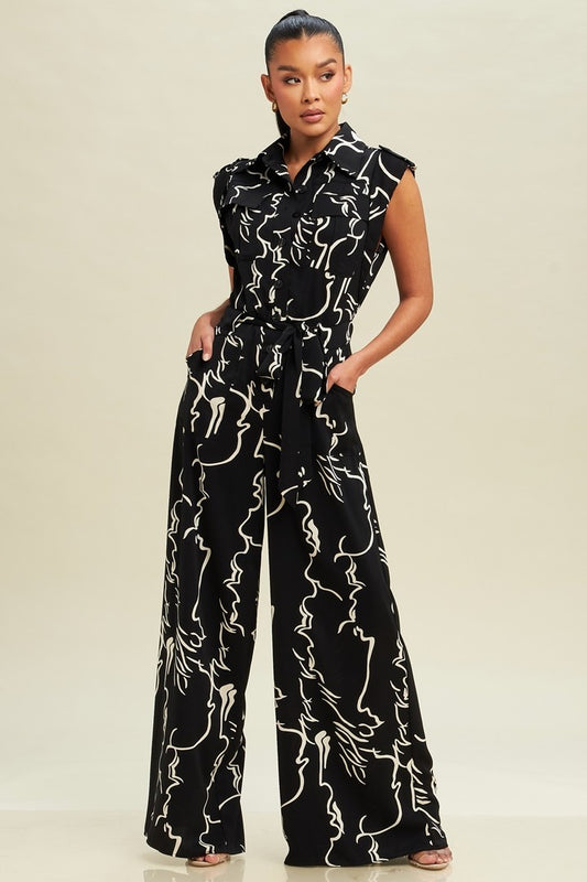 REINA Abstract utility Jumpsuit